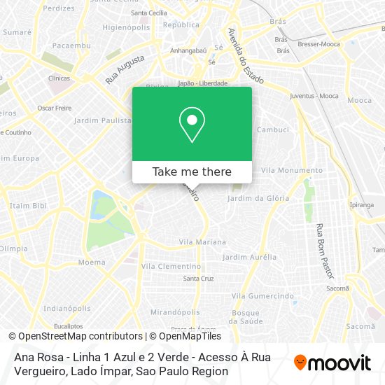 Mapa Ana Rosa - Linha 1 Azul e 2 Verde - Acesso À Rua Vergueiro, Lado Ímpar