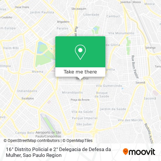 Mapa 16° Distrito Policial e 2° Delegacia de Defesa da Mulher