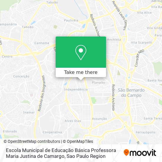 Mapa Escola Municipal de Educação Básica Professora Maria Justina de Camargo