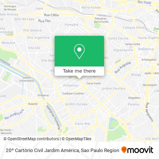 20º Cartório Civil Jardim América map