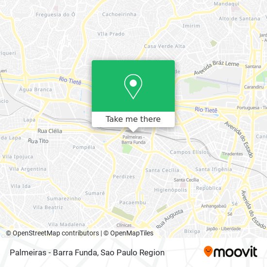 Mapa Palmeiras - Barra Funda