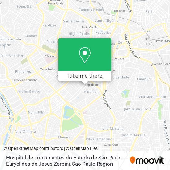 Mapa Hospital de Transplantes do Estado de São Paulo Euryclides de Jesus Zerbini