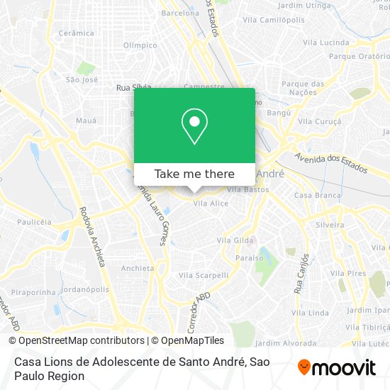 Casa Lions de Adolescente de Santo André map