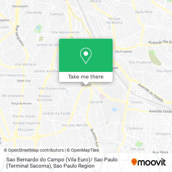 Mapa Sao Bernardo do Campo (Vila Euro)/ Sao Paulo (Terminal Sacoma)