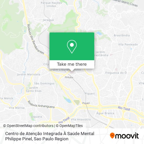 Mapa Centro de Atenção Integrada À Saúde Mental Philippe Pinel