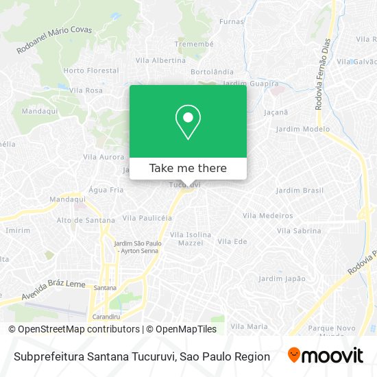 Mapa Subprefeitura Santana Tucuruvi