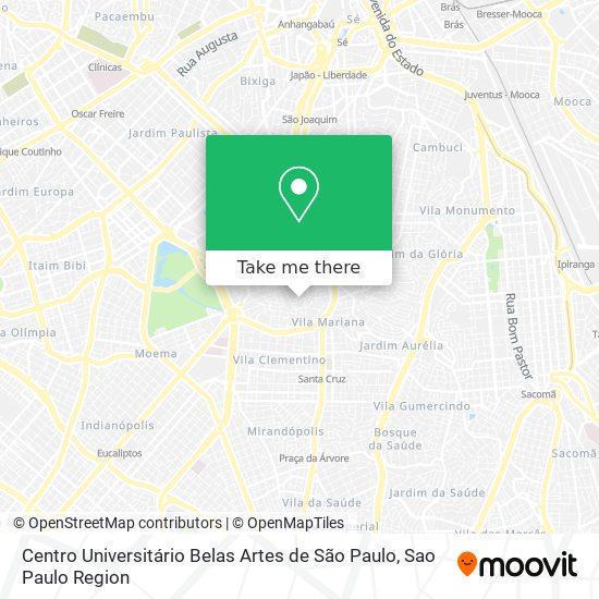 Mapa Centro Universitário Belas Artes de São Paulo