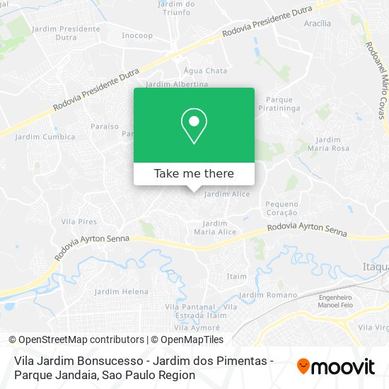Vila Jardim Bonsucesso - Jardim dos Pimentas - Parque Jandaia map