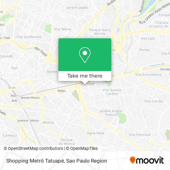 Shopping Metrô Tatuapé map