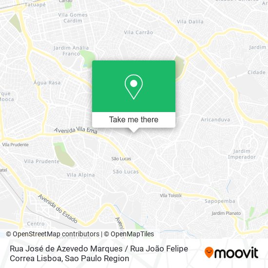 Mapa Rua José de Azevedo Marques / Rua João Felipe Correa Lisboa