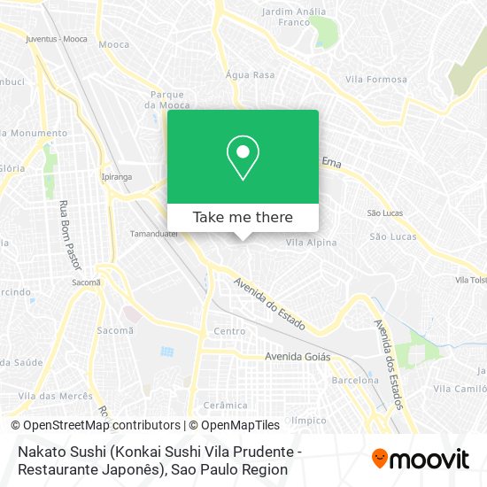 Mapa Nakato Sushi (Konkai Sushi Vila Prudente - Restaurante Japonês)