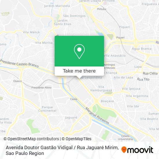 Mapa Avenida Doutor Gastão Vidigal / Rua Jaguaré Mirim