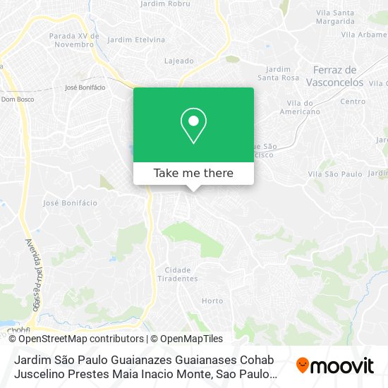 Mapa Jardim São Paulo Guaianazes Guaianases Cohab Juscelino Prestes Maia Inacio Monte