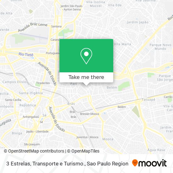 3 Estrelas, Transporte e Turismo. map