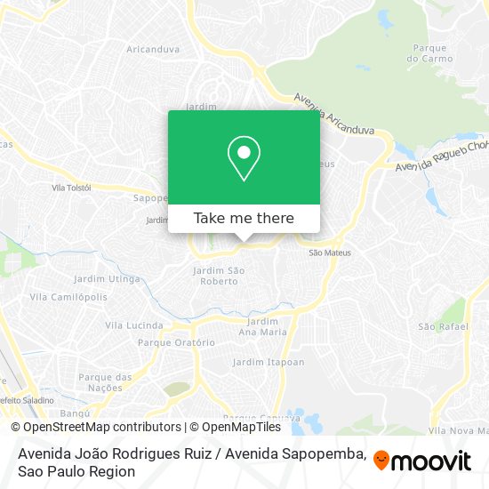 Mapa Avenida João Rodrigues Ruiz / Avenida Sapopemba