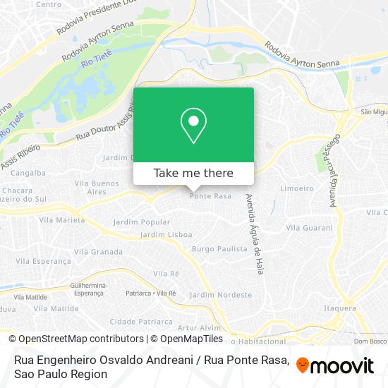 Mapa Rua Engenheiro Osvaldo Andreani / Rua Ponte Rasa