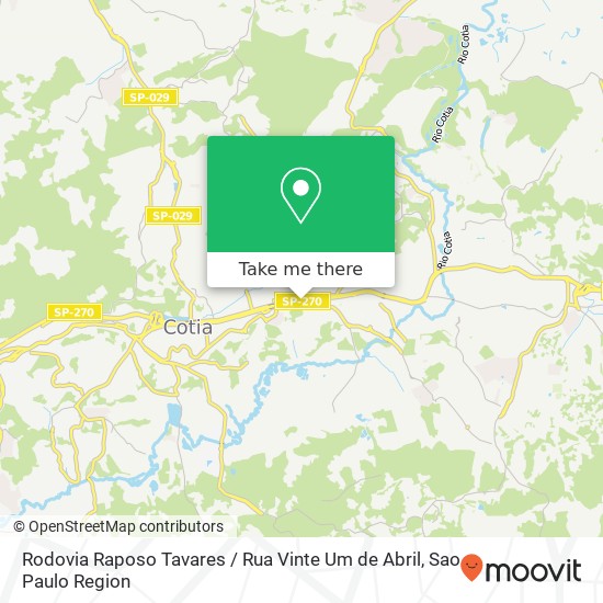 Mapa Rodovia Raposo Tavares / Rua Vinte Um de Abril