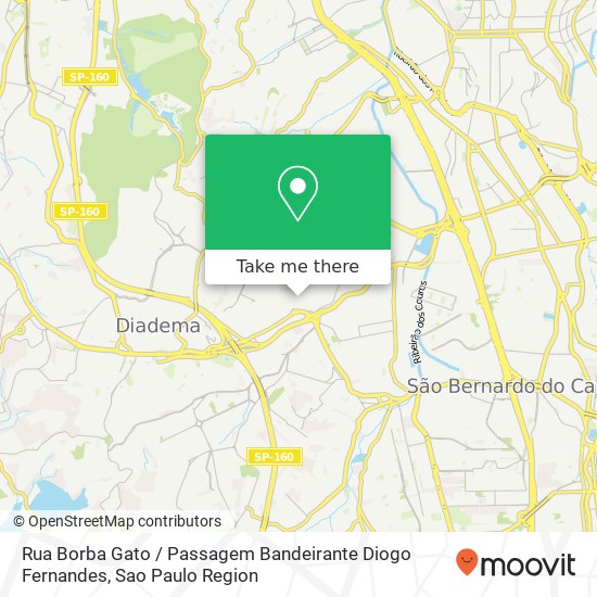 Mapa Rua Borba Gato / Passagem Bandeirante Diogo Fernandes