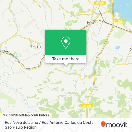 Mapa Rua Nove de Julho / Rua Antônio Carlos da Costa