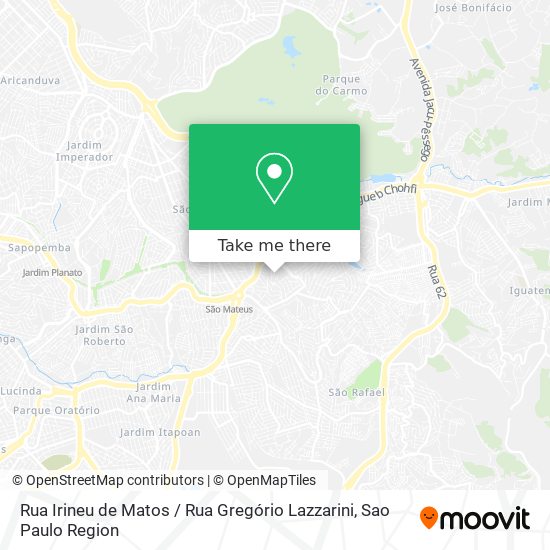 Mapa Rua Irineu de Matos / Rua Gregório Lazzarini