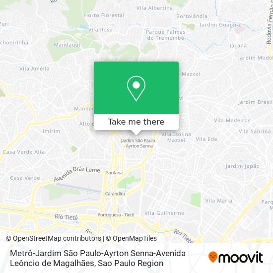 Mapa Metrô-Jardim São Paulo-Ayrton Senna-Avenida Leôncio de Magalhães