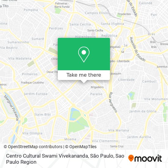 Mapa Centro Cultural Swami Vivekananda, São Paulo