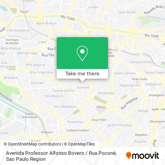 Avenida Professor Alfonso Bovero / Rua Poconé map