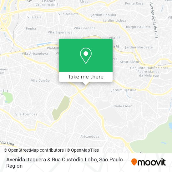 Mapa Avenida Itaquera & Rua Custódio Lôbo