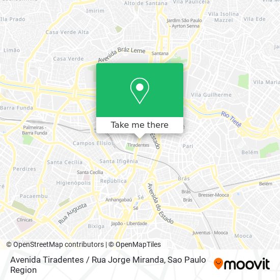 Mapa Avenida Tiradentes / Rua Jorge Miranda