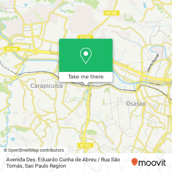 Mapa Avenida Des. Eduardo Cunha de Abreu / Rua São Tomás