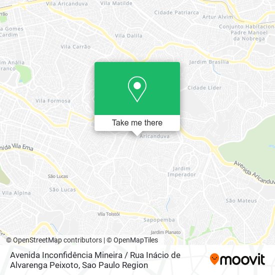 Mapa Avenida Inconfidência Mineira / Rua Inácio de Alvarenga Peixoto