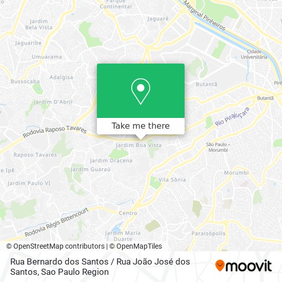 Mapa Rua Bernardo dos Santos / Rua João José dos Santos