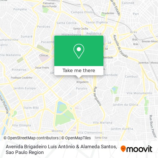 Mapa Avenida Brigadeiro Luís Antônio & Alameda Santos