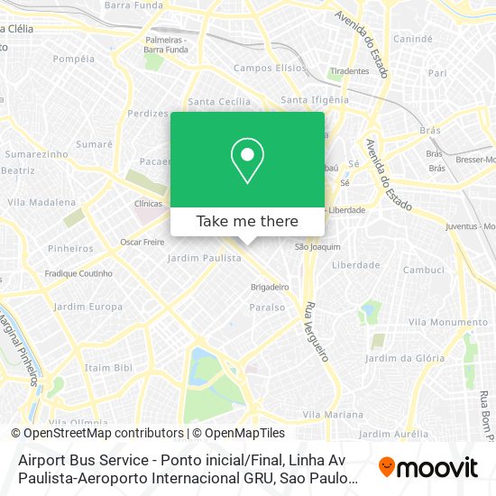 Airport Bus Service - Ponto inicial / Final, Linha Av Paulista-Aeroporto Internacional GRU map
