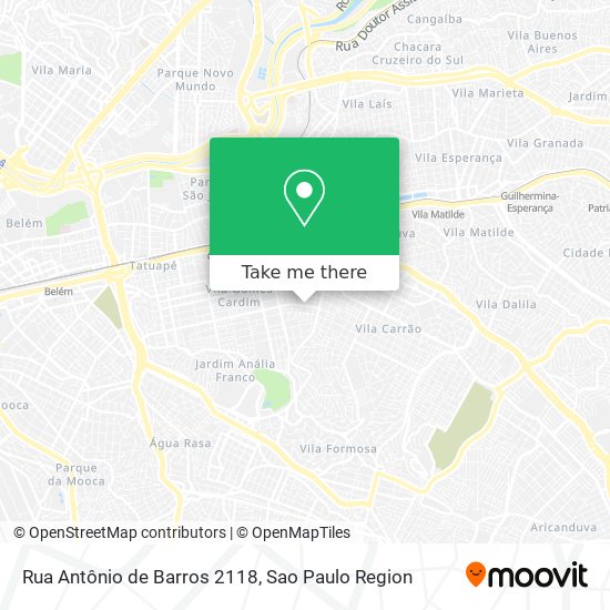 Mapa Rua Antônio de Barros 2118