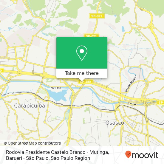 Mapa Rodovia Presidente Castelo Branco - Mutinga, Barueri - São Paulo