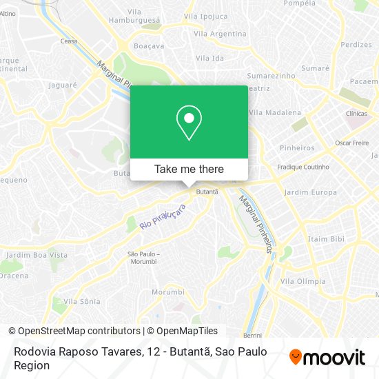 Mapa Rodovia Raposo Tavares, 12 - Butantã