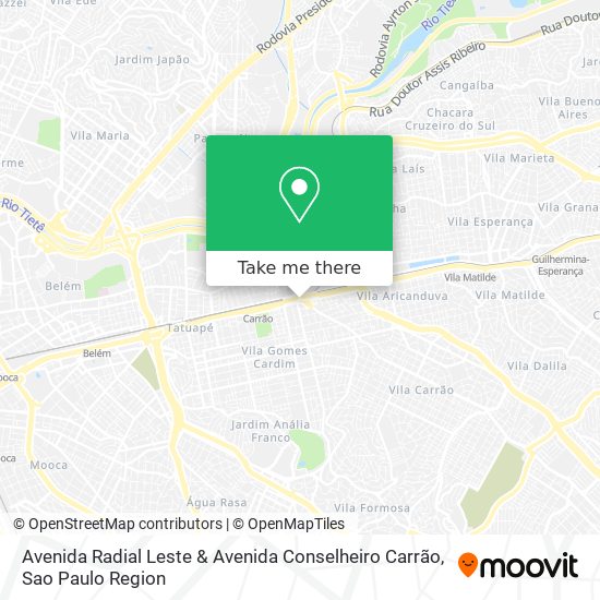 Avenida Radial Leste & Avenida Conselheiro Carrão map