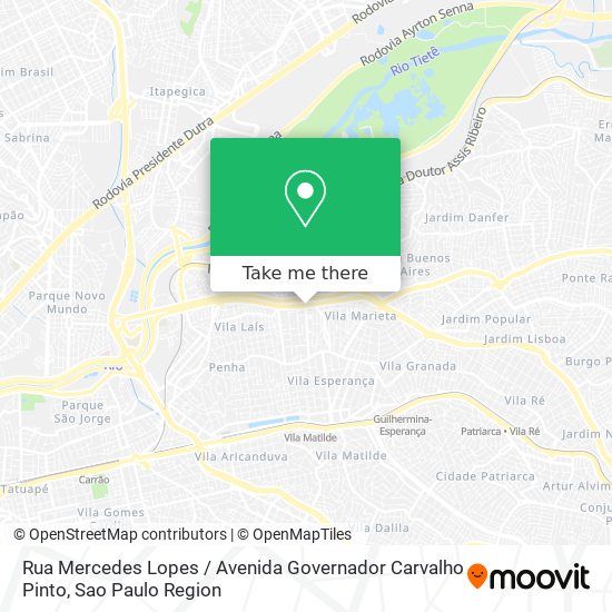 Mapa Rua Mercedes Lopes / Avenida Governador Carvalho Pinto