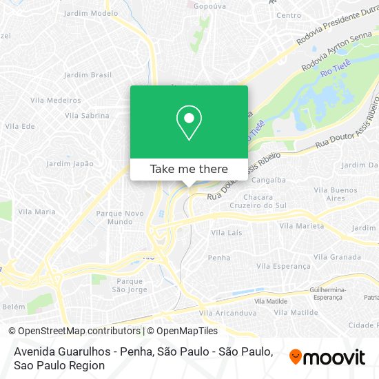 Mapa Avenida Guarulhos - Penha, São Paulo - São Paulo