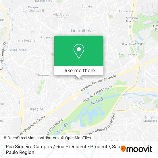 Mapa Rua Siqueira Campos / Rua Presidente Prudente