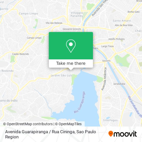 Mapa Avenida Guarapiranga / Rua Cininga