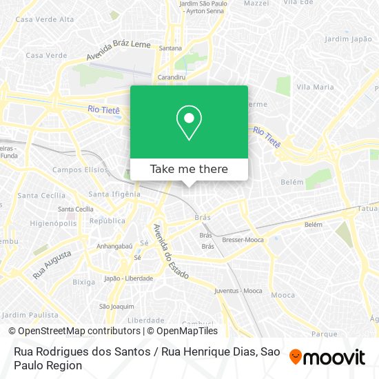 Mapa Rua Rodrigues dos Santos / Rua Henrique Dias