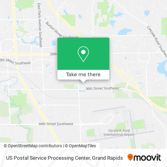 Mapa de US Postal Service Processing Center