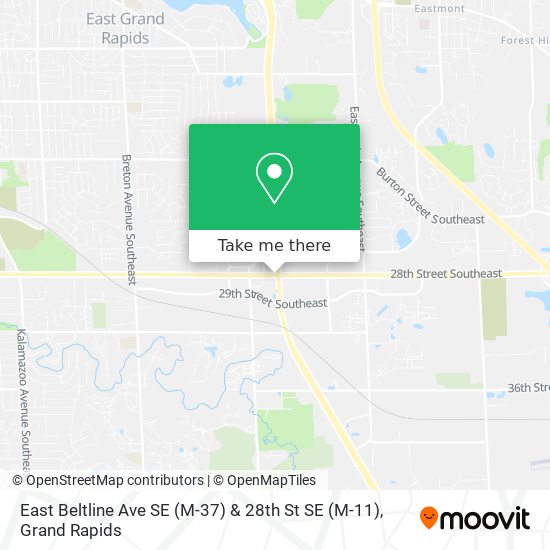 East Beltline Ave SE (M-37) & 28th St SE (M-11) map