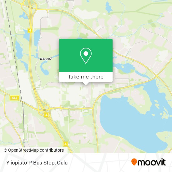 Yliopisto P Bus Stop map