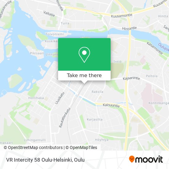 VR Intercity 58 Oulu-Helsinki map