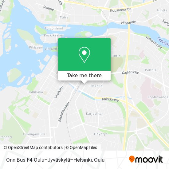 OnniBus F4 Oulu–Jyväskylä–Helsinki map