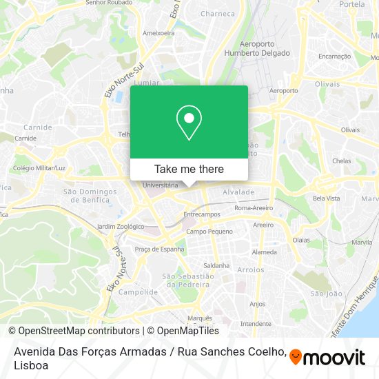 Avenida Das Forças Armadas / Rua Sanches Coelho mapa
