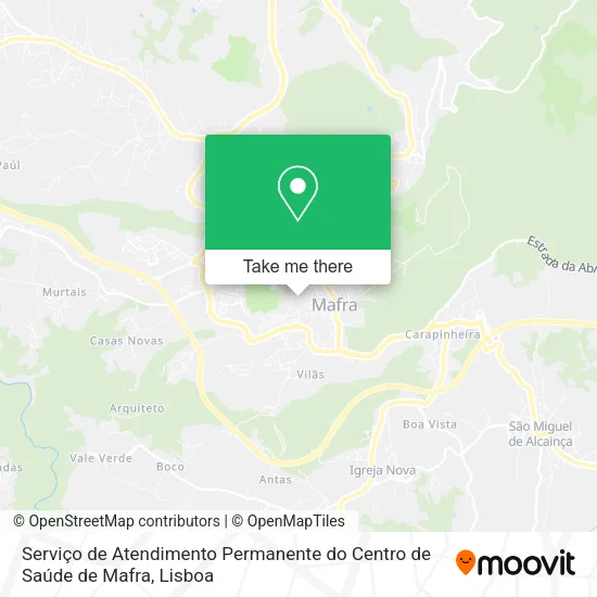 Serviço de Atendimento Permanente do Centro de Saúde de Mafra map